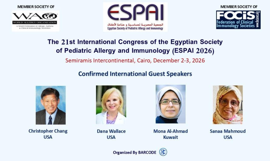 The 21st International Congress of the Egyptian Society of Pediatric Allergy and Immunology, Semiramis Intercontinental Hotel, Cairo, December 2-3, 2026